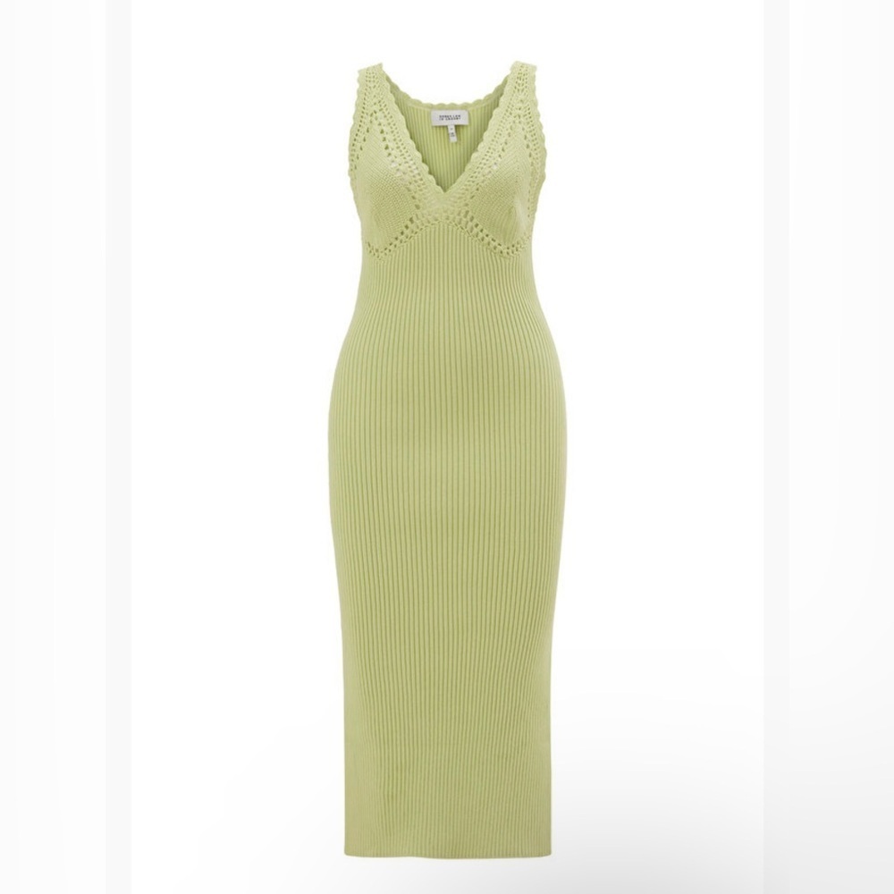 DEREK LAM 10 CROSBY crocheted ribbed cotton-blend midi dress in Green size small